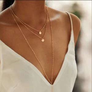 LAST ONE Gold Triple Layer Pendant Necklace